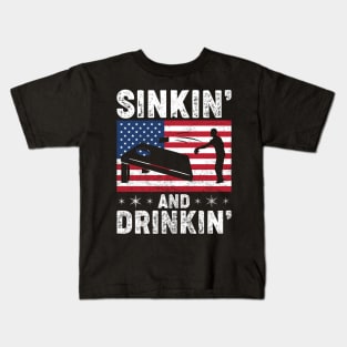 Funny Cornhole Player USA Sinkin' And Drinkin' Kids T-Shirt